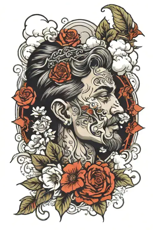 Christian With Flowers And Cloudd