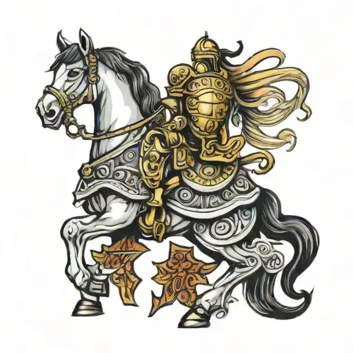 Horse Standing On Hind Legs Wearing Armor