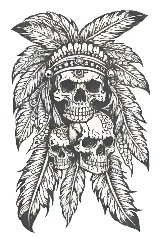 Indian Feathers With Skulls