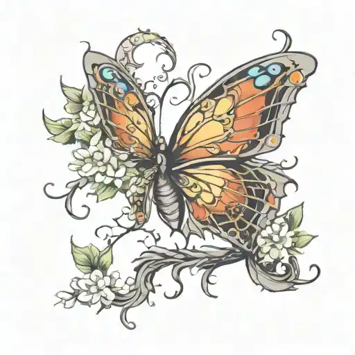 Dragon Butterfly And Plants