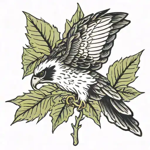 Sycamore Leaf And Falcon