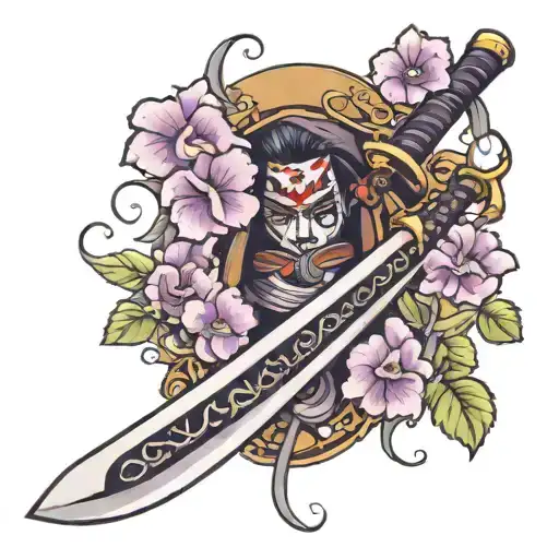 Katana With Violets
