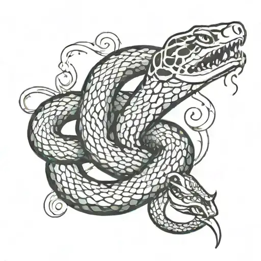 A Coiling Snake With A Blurred Outline
