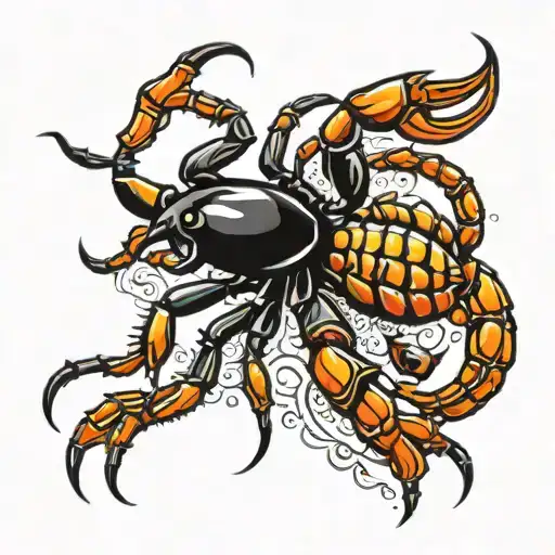 Scorpion With Black Spider
