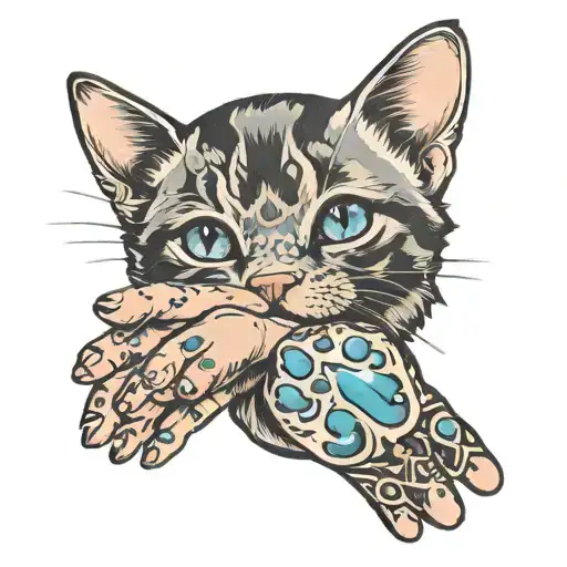 Cat Paw And Baby Hand