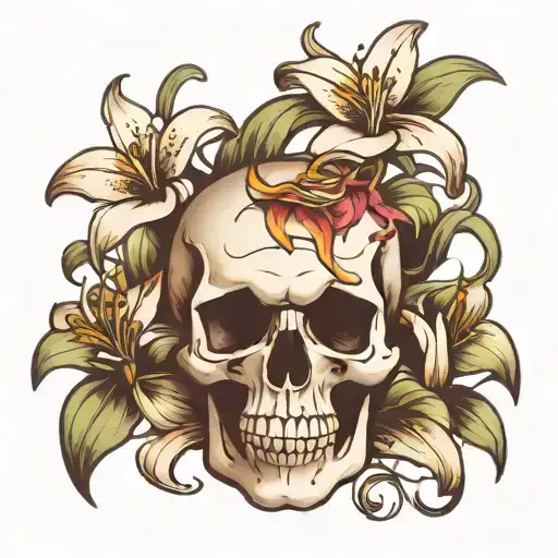 Skull And Lilies