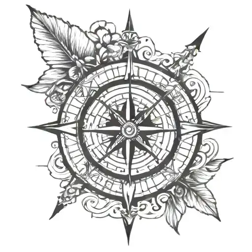 Compass With Arm Band Tattoo Which Has