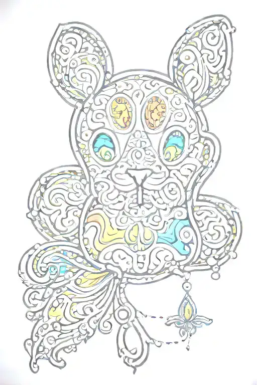 Rainbow Paw Prints Outline A Keyhole