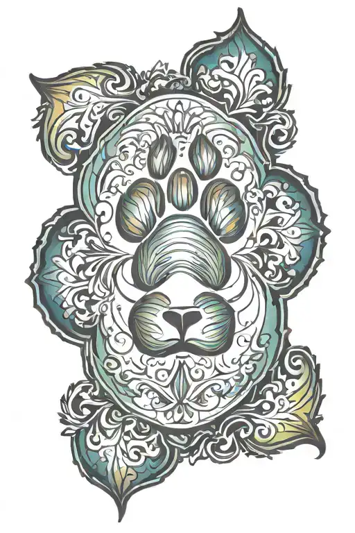 Rainbow Paw Prints Outline A Victorian Keyhole