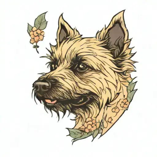Cairn Terrier Happy Face Surrounded By Nature Scene