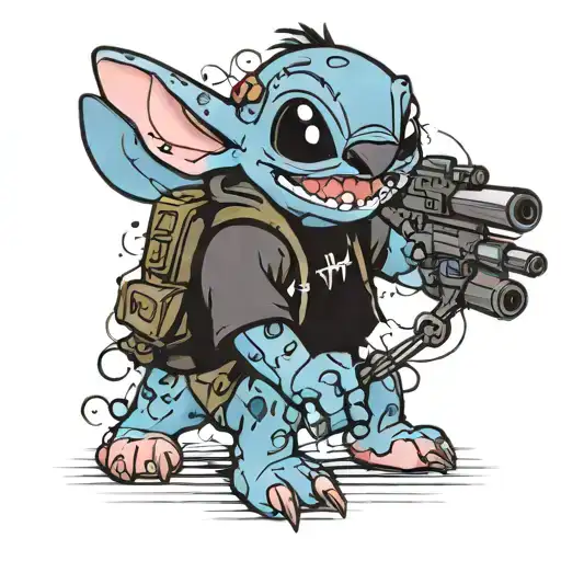 Disney Stitch Playing Paintball