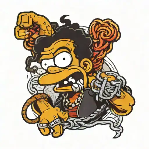 Black Bart Simpson With Braids Sticking Up The Middle Finger
