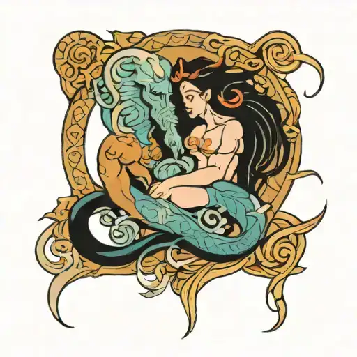 Saggitarus And Aquarius Zodiac Sign Intertwined