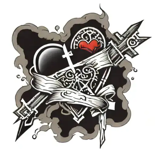 Broken Heart With Crosses