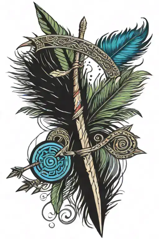 Arrow With Trishul With Om With Peacock Feather Feather Feather Feather
