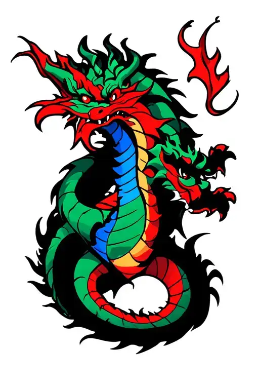 Blue Green And Red Dragon Wrapped