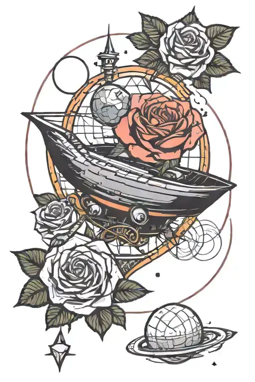 Geometry Minimalism Rose Planet Ship