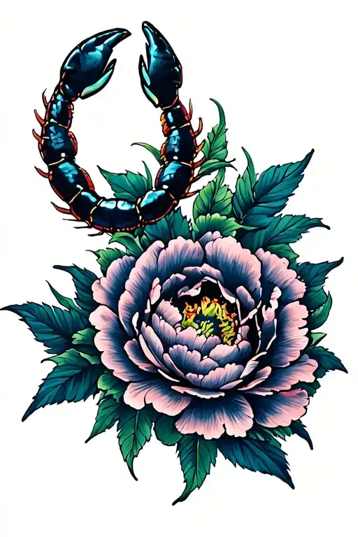 Peonies With Scorpion