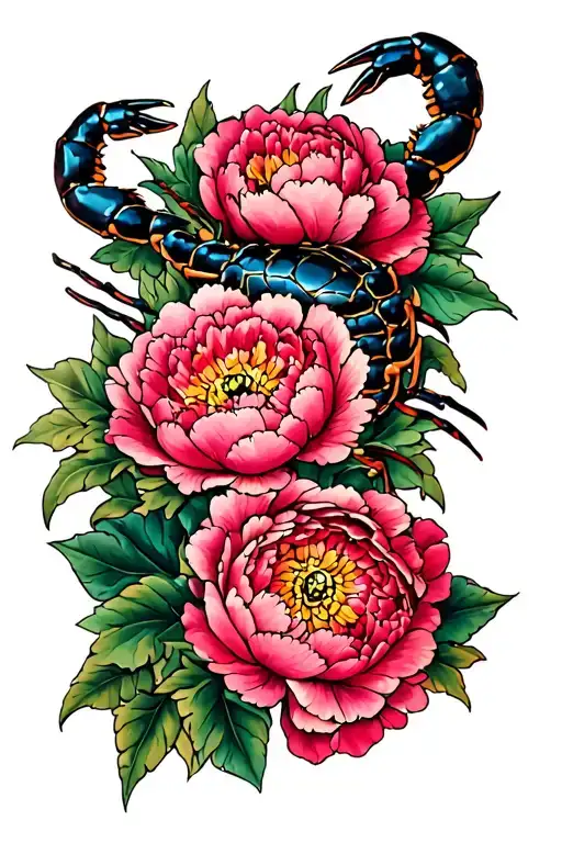 Peonies With Scorpion