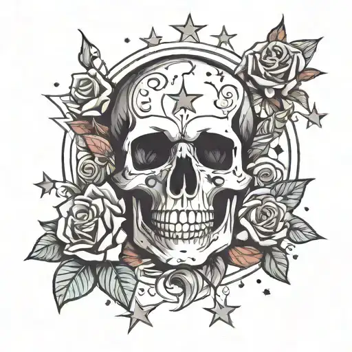 Skull And Roses And Stars