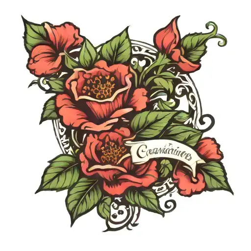 Carnation And Morning Glory Vine Name Written Along