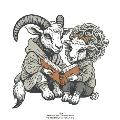 Baby Goat Wearing A Sweatshirt And A Grandma Goat Reading A Book To It