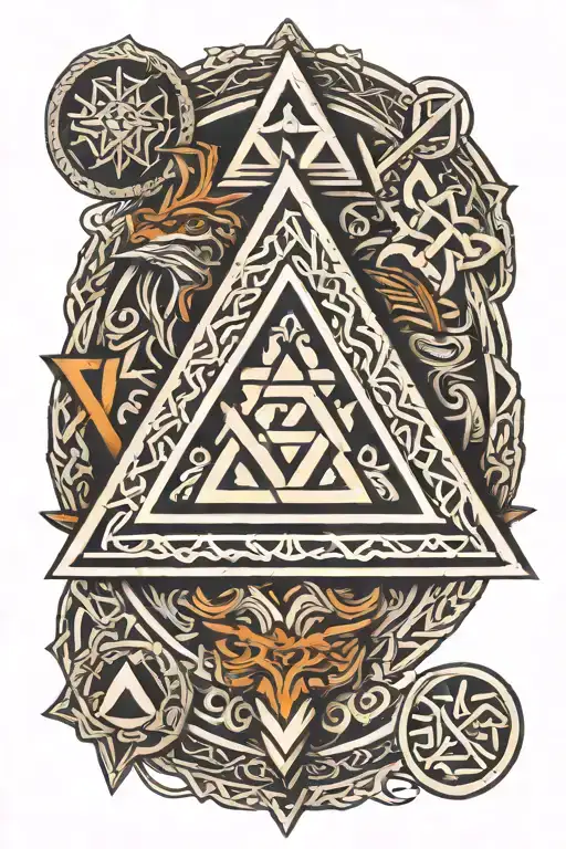 Valknut Symbol Incorporating Elements