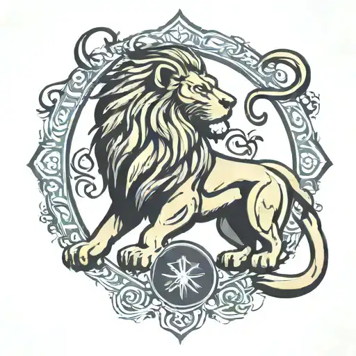 Iran Lion And Sign Flag