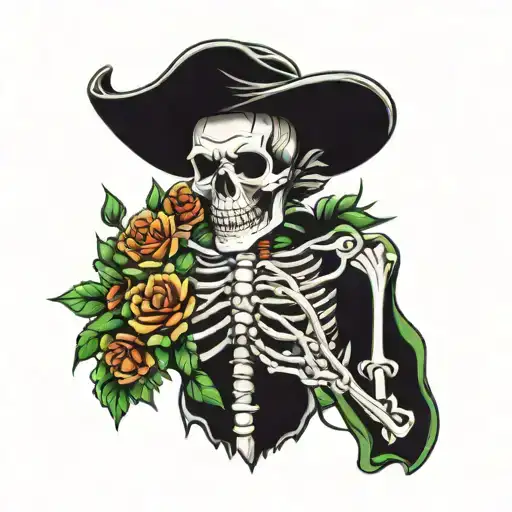 Skeleton With Floers Around