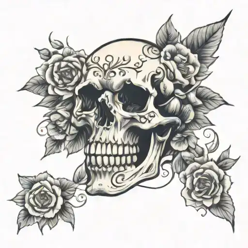 Skeleton Body With Floers Around