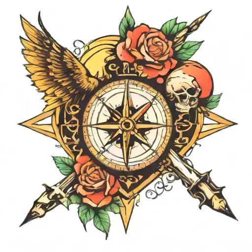 Compass With Heart And Brain