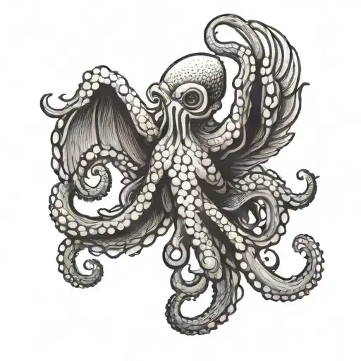 A Menacing Octopus Wraps Itself Around An Eagle In A Gesture Of Victory