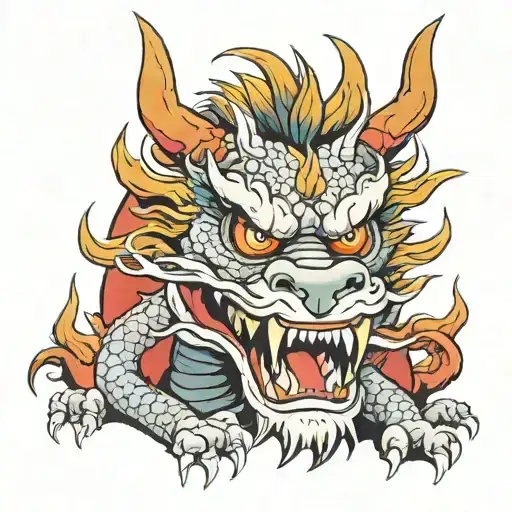 Chinese Dragon With Angry Face With Sharp Teeth