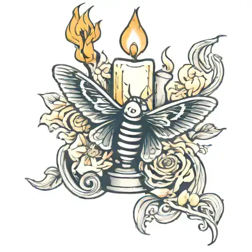 Candle Burning From Both Ends W A Moth In The Smoke Of The Candle