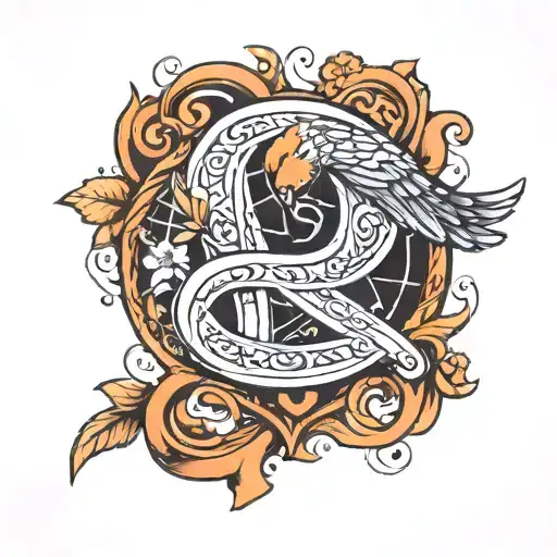 Letter B Letter G Infinity Symbol Bird