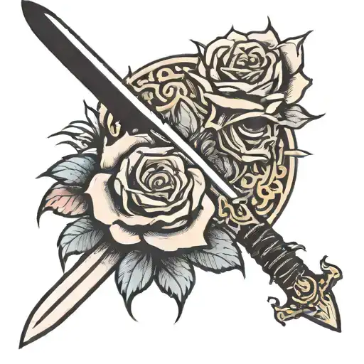 Sword Samurai Roses Sun And Moon