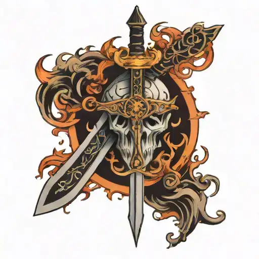 Sword In The Middle With Smoke Around It Luminous Points