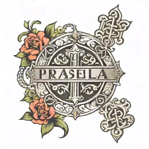 Praseela Name With Christian Cross Surrounded