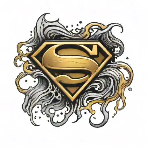Melting Black And Gold Superman Logo Combined
