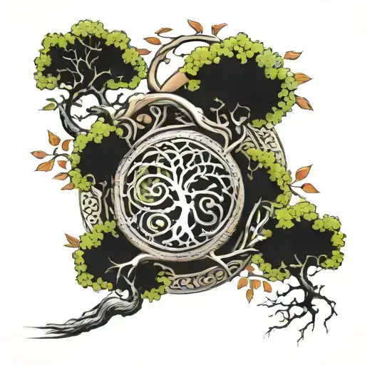 Uroboros And Tree Of Life Tattoo Design