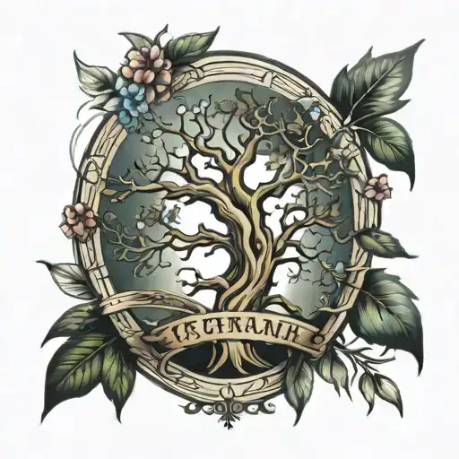 Tree Wiht Vfour Latters C E M F