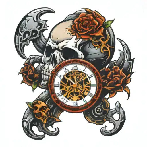 Skull Time Piece With Scorpion