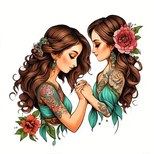 Mother Daughter Holding Hands