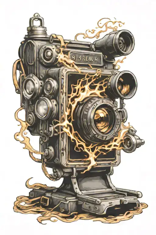 A Realistic Portrait Of A Camera With The Expecto Patronum Spell Casting From It