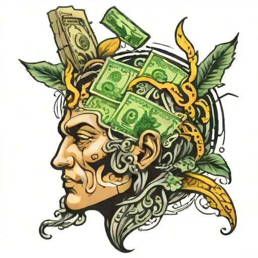 Money Waterfall Coming From Brain