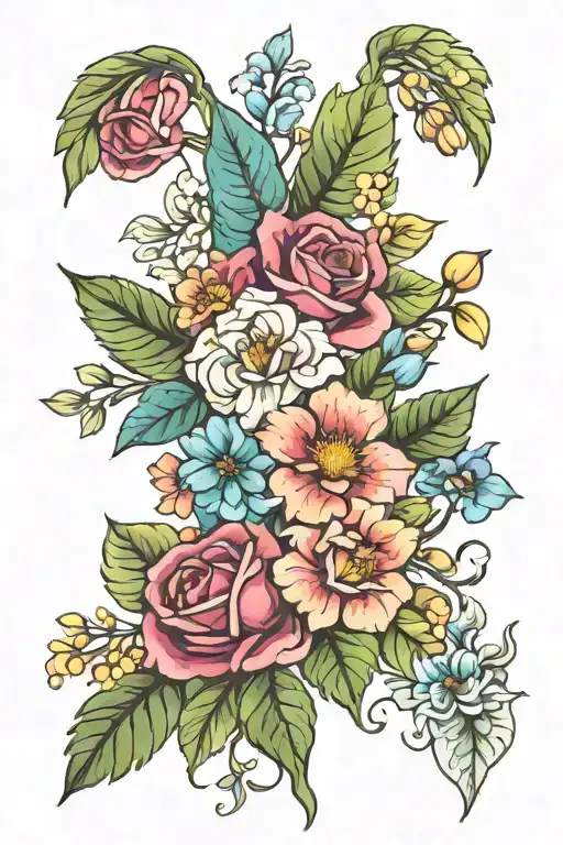 Birth Flower Bouquet Tattoo Jan Sept Aug Nov Nov