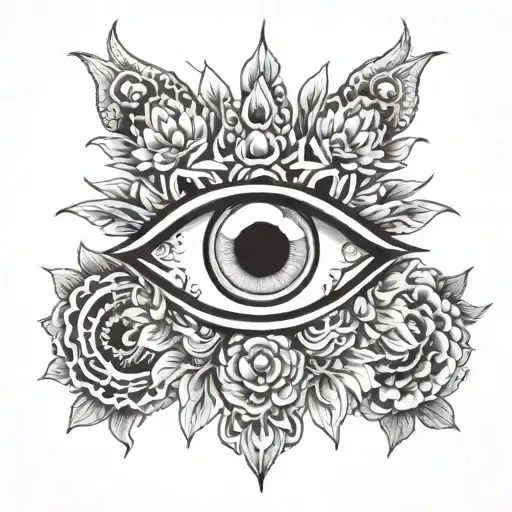 Buddhist Style Eye And Flower