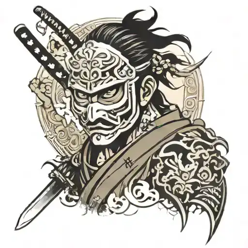 Japanese With O I Mask And Katana
