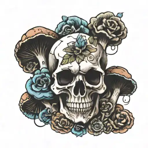 Skull And Mushrooms
