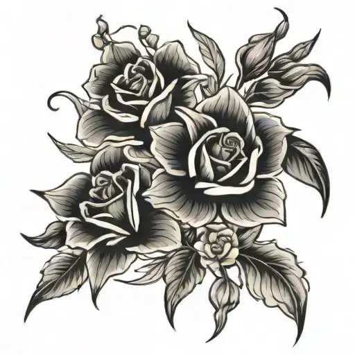 Gladiolus Flower And Rose Intertwined